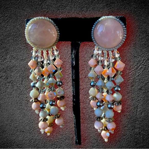 VINTAGE DESIGNER CHIPITA ROSE QUARTZ VINTAGE SILVER METAL, LOADED BEADS- REDUCED - Picture 7 of 16